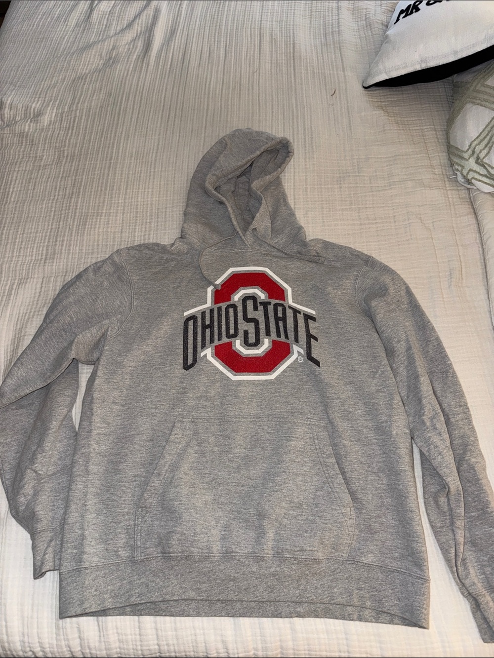 Port and Company Gray Ohio State Pullover Hoodie with Red Logo